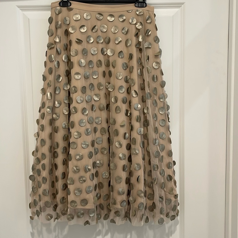 Anthropologie Eva Franco circle skirt with faux leather circles on it sz 6.
